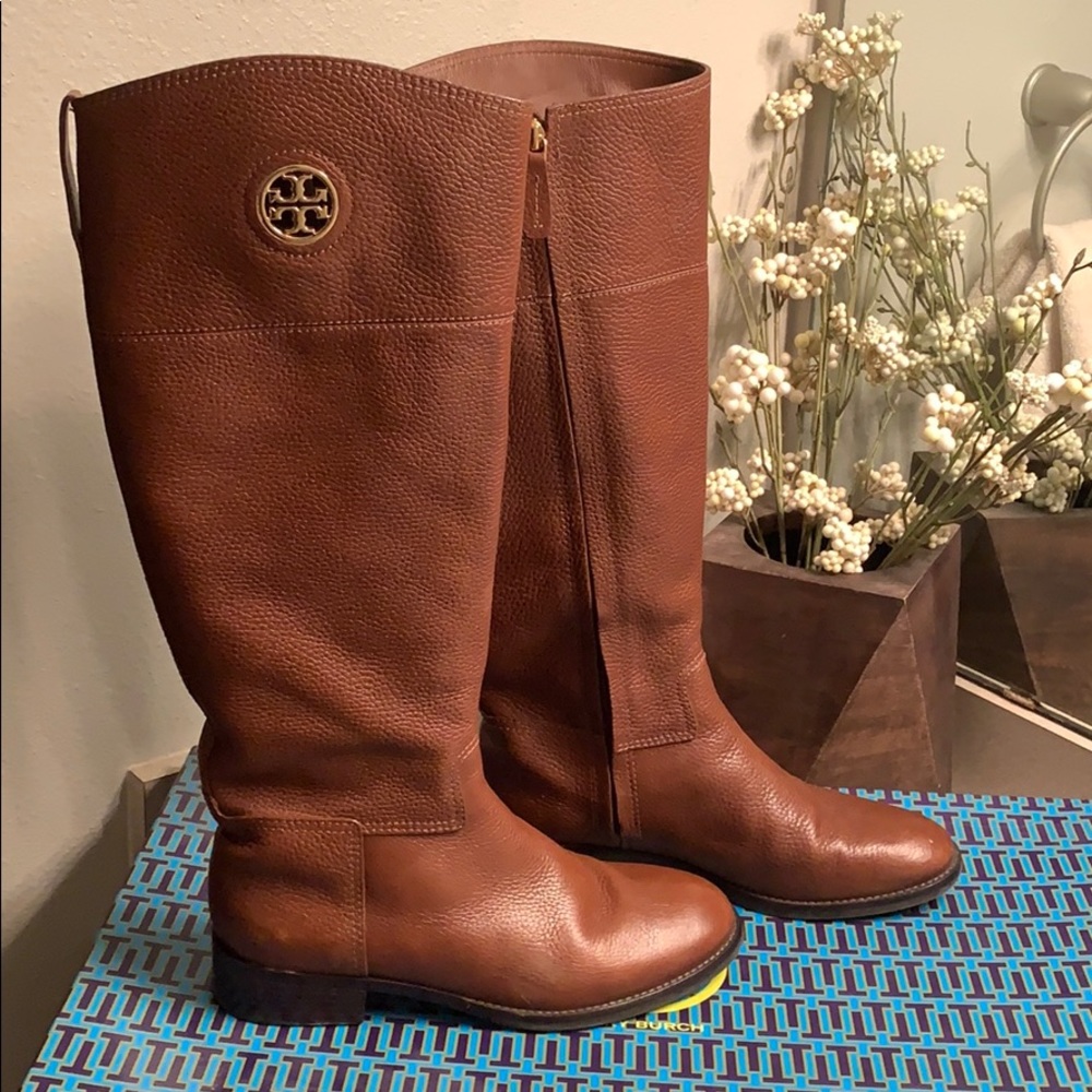 Tory Burch Junction Riding boot. Tumbled leather